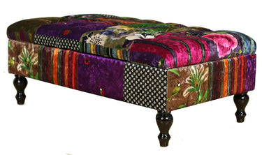 Chesterfield Patchwork Ottoman with Storage at online8 furniture store Auckland