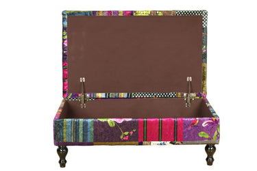 Chesterfield Patchwork Ottoman with Storage at online8 furniture store Auckland