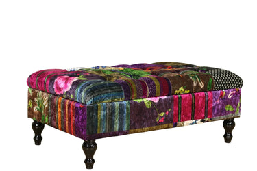 Chesterfield Patchwork Ottoman with Storage at online8 furniture store Auckland