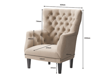 Chesterfield Wingback Armchair - Calico at online8 furniture store Auckland
