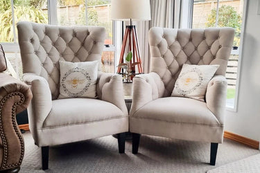 Chesterfield Wingback Armchair - Calico at online8 furniture store Auckland