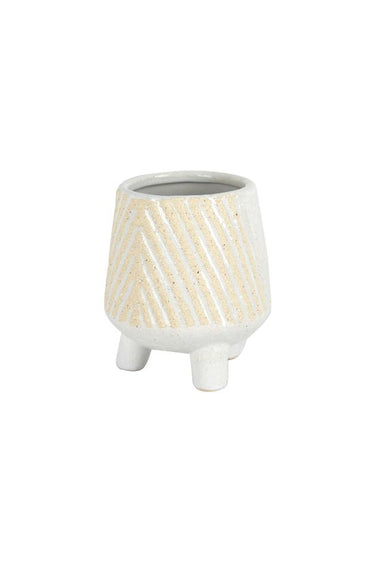 Chevron Tripod Ceramic Planter Small at online8 furniture store Auckland