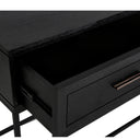 Chicago Console Table with one drawer, black iron frame and veneer top, 120cm