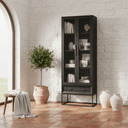 Chicago Display Cabinet | Sleek Black & Brass at Online8 Furniture Auckland NZ