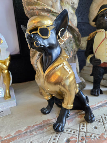 Chihuahua Statue - Gold & Black at online8 furniture store Auckland