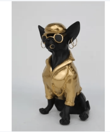 Chihuahua Statue - Gold & Black at online8 furniture store Auckland