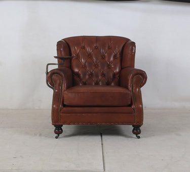 Churchill Armchair with Drink Holder - Vintage Cigar at online8 furniture store Auckland