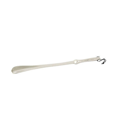 Classic Long Shoe Horn in polished nickel aluminium, a 52.5cm long shoe horn with clean, timeless lines
