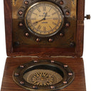Clock & Compass in a Wooden Box at online8 furniture store Auckland