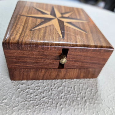 Clock & Compass in a Wooden Box at online8 furniture store Auckland