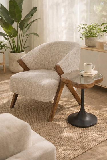 Clover Side Table with Glass Lid at Online8 Furniture Auckland NZ