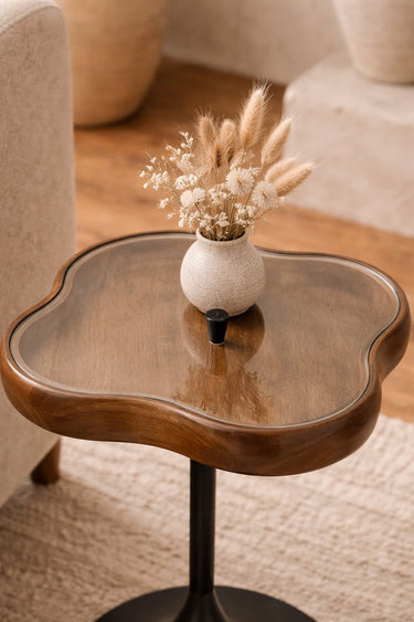 Clover Side Table with Glass Lid at Online8 Furniture Auckland NZ