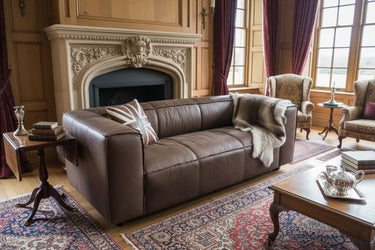 Coco Premium Full Grain Leather 3.5 Seater Sofa – Cognac Brown at Online8 Furniture Auckland NZ