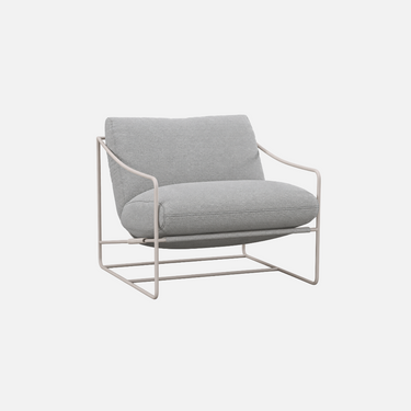 Coco Sling outdoor chair in Fossil with white powder-coated aluminium frame