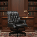 Columbus Black Leather Chesterfield Desk Chair at online8 furniture store Auckland