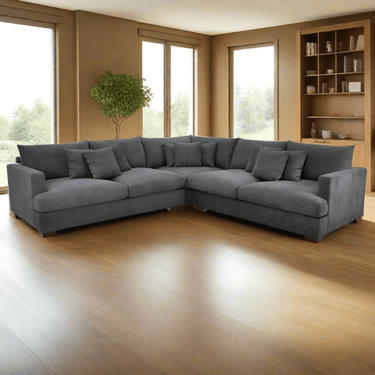 Crescent Corner Lounge Suite - Deep Seats - Charcoal at online8 furniture store Auckland