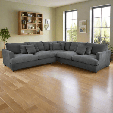 Crescent Corner Lounge Suite - Deep Seats - Charcoal at online8 furniture store Auckland