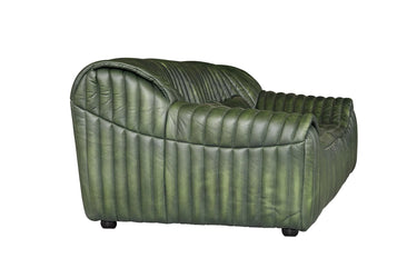 Cuban 2 Seater Leather Sofa in rich olive green that deepens to a patina with age