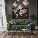 Cuban 2 Seater Aged Leather Sofa in olive green on slender dark metal legs