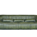 Cuban 3 Seater Leather Sofa in olive top-grain leather with vertical channel stitching