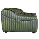 Cuban 3 Seater Leather Sofa with generously padded seat, back and arms on slender dark metal legs