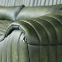 Cuban 3 Seater Olive Leather Sofa, a 2400mm channel-stitched design for larger lounges