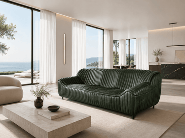 Cuban 3-Seater Leather Sofa - Olive at Online8 Furniture Auckland NZ