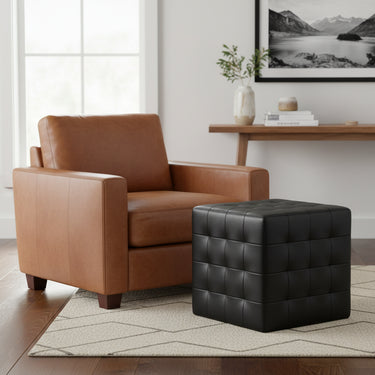 Cube Leather Ottoman at online8 furniture store Auckland