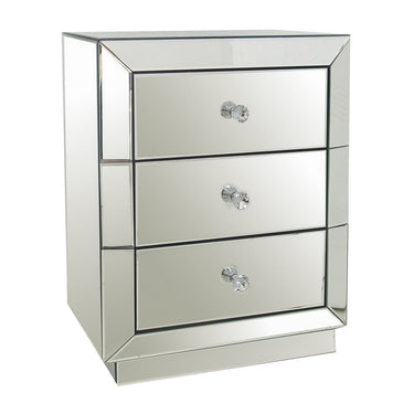 Curio 3 Drawer Mirrored Bedside Table at online8 furniture store Auckland