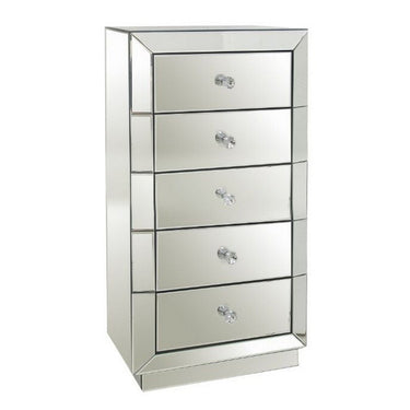 Curio 5 Drawer Mirrored Tallboy at online8 furniture store Auckland