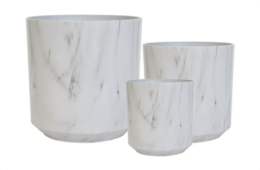 Cylinder Marble Resin Planter - Indoor at online8 furniture store Auckland