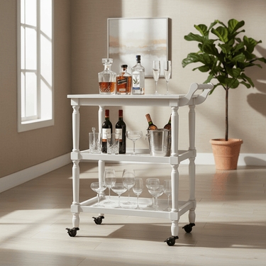Cyrus Bar Cart - Pearl White at Online8 Furniture Auckland NZ