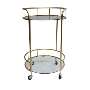 Delta Round Bar Cart - Gold at online8 furniture store Auckland