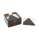 Delter Gilded Square Coaster Set of 6 in black, ivory and soft gold resin with a matching holder