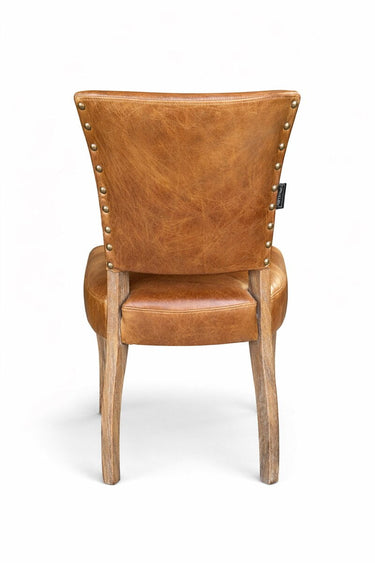 Derringer Aged Leather Dining Chair – Cognac at Online8 Furniture Auckland NZ