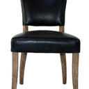 Derringer Dining Chair in Vintage Ebony vegan leather with brass nailhead trim at Online8 Furniture Auckland NZ