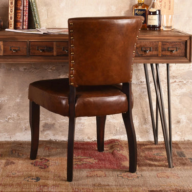 Derringer Vintage Leather Dining Chair - Vintage Cigar at online8 furniture store Auckland