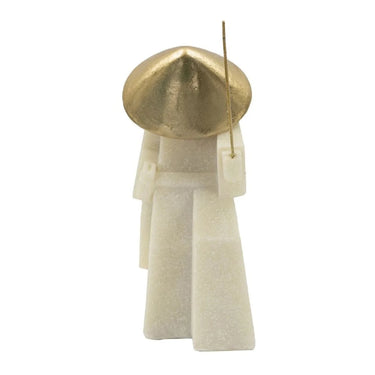 Designer Samurai Figurine - White & Gold - 24cm at online8 furniture store Auckland