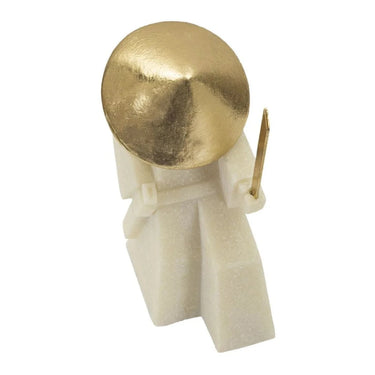 Designer Samurai Figurine - White & Gold - 24cm at online8 furniture store Auckland