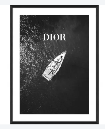 Dior Boat Framed Glass Print Wall Art at online8 furniture store Auckland