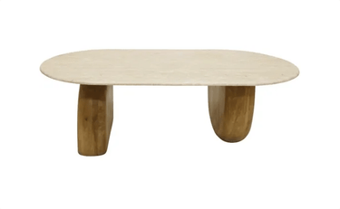 Dior Travertine & Wood Coffee Table at online8 furniture store Auckland