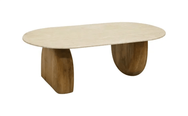 Dior Travertine & Wood Coffee Table at online8 furniture store Auckland