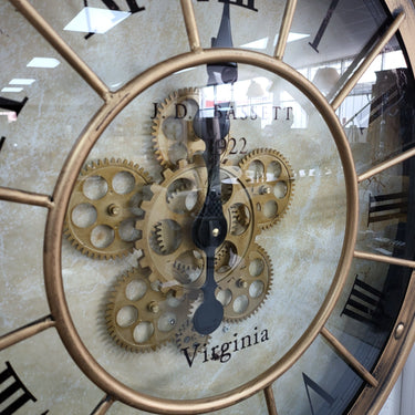 Distressed Copper Wall Clock with Gears at online8 furniture store Auckland