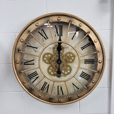Distressed Copper Wall Clock with Gears at online8 furniture store Auckland
