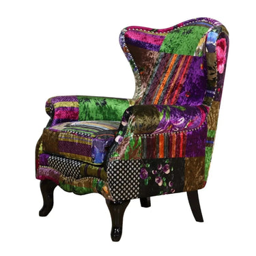 Dorset Patchwork Armchair with Ottoman at online8 furniture store Auckland