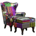 Dorset Patchwork Armchair with Ottoman at online8 furniture store Auckland