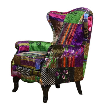 Dorset Patchwork Wingback Armchair at online8 furniture store Auckland