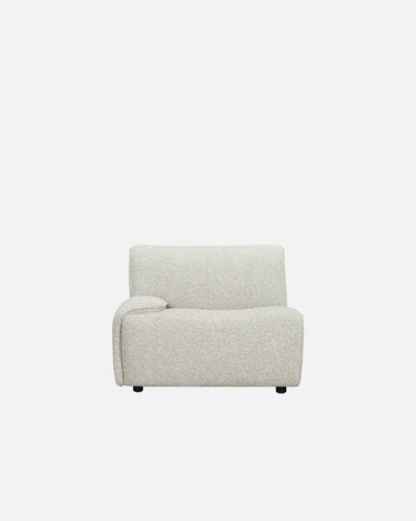 Dossier 1 Seater Left Arm Sofa in calm neutral Fawn Cloud, Oat Cloud and Beige Boucle tones
