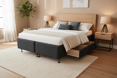 Double Bed Base with 2 Storage Drawers – NZ Made Split Design at Online8 Furniture Auckland NZ