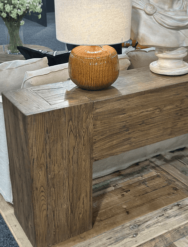Dovetail Block Console Table - Walnut at online8 furniture store Auckland
